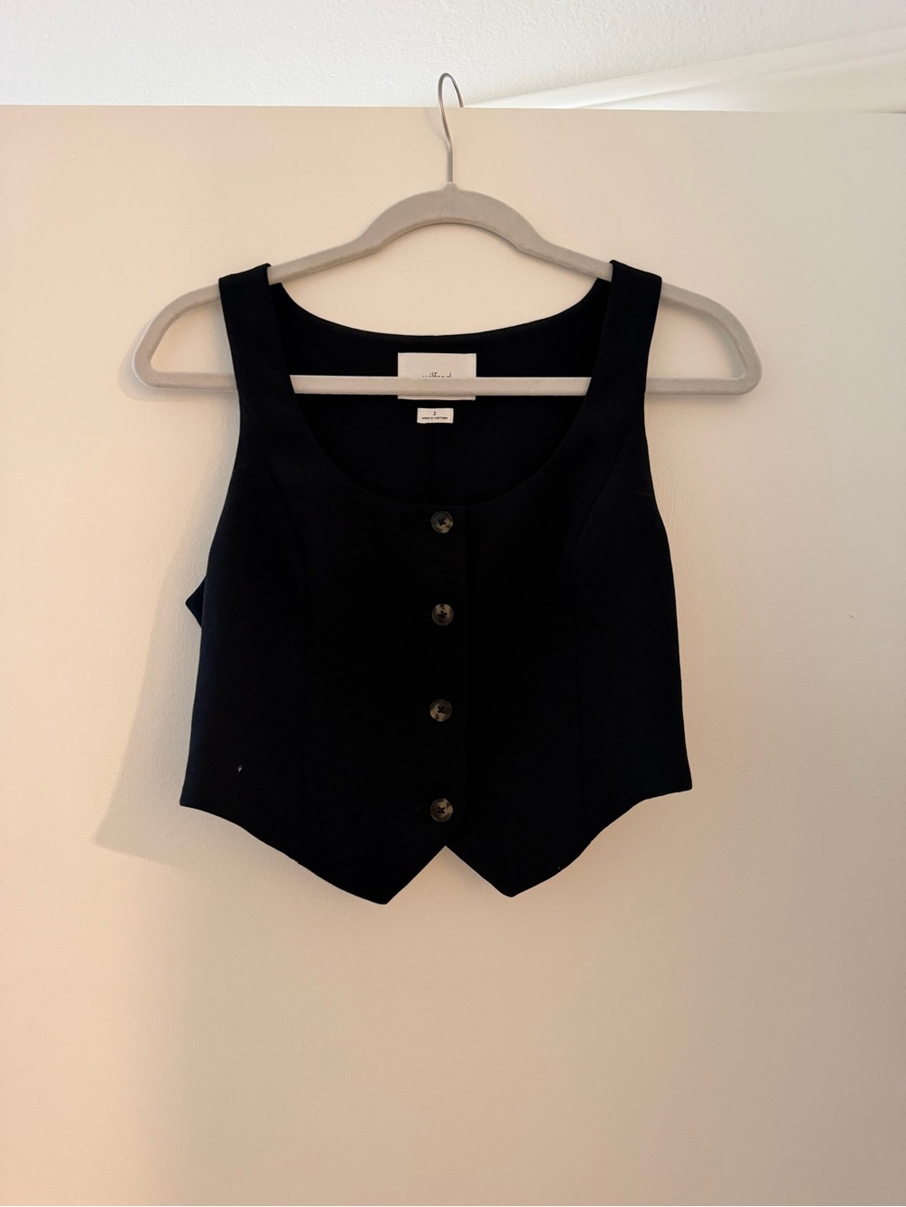 Wilfred Black Button-Front Crop Vest Top
